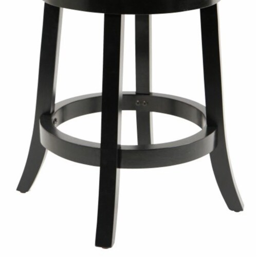 Round Wooden Swivel Counter Stool with Padded Seat and Back, Black- Saltoro Sherpi Perspective: back