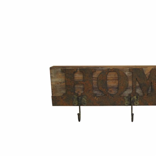 Traditional Wooden Rustic Plaque with Home Engraved, Brown- Saltoro Sherpi Perspective: back