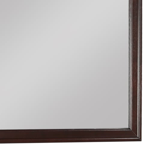 Square Molded Wooden Frame Dresser Mirror, Cherry Brown and Silver 