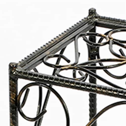 Benjara BM216724 Scrolled Metal Frame Plant Stand with Square Top, Black - Medium Perspective: back