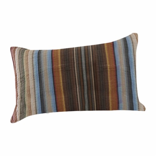 Stripe Pattern Cotton Quilt Set with 2 Pillows and 2 Quilt Shams,Multicolor Perspective: back