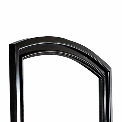Traditional Style Wooden Frame Dresser Mirror with Curved Top, Black Perspective: back