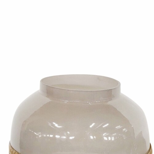 Glass Frame Vase with Tapered Body Design in White and Brass Perspective: back