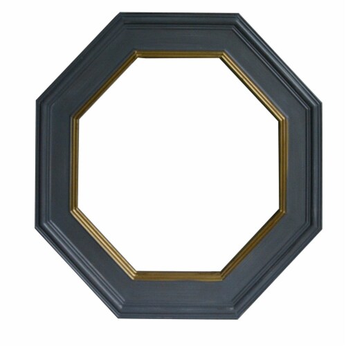 Benzara Octagonal Wall Mirror - Gray Perspective: back