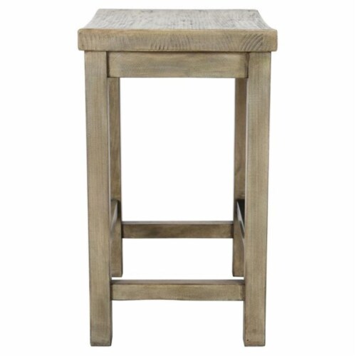 Wooden Counter Height Stool with Grain Details, Natural Gray Perspective: back