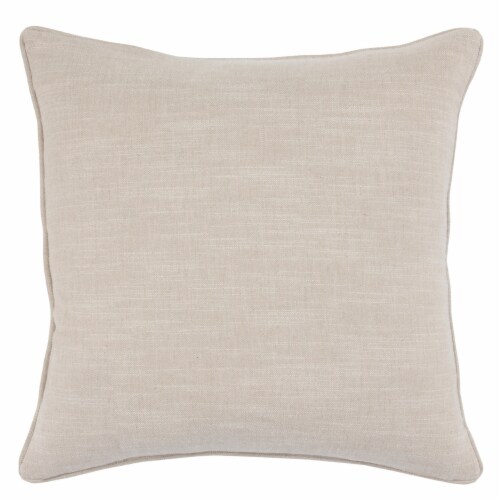 Textured Fabric Throw Pillow with Piped Edges, Navy Blue and Beige Perspective: back