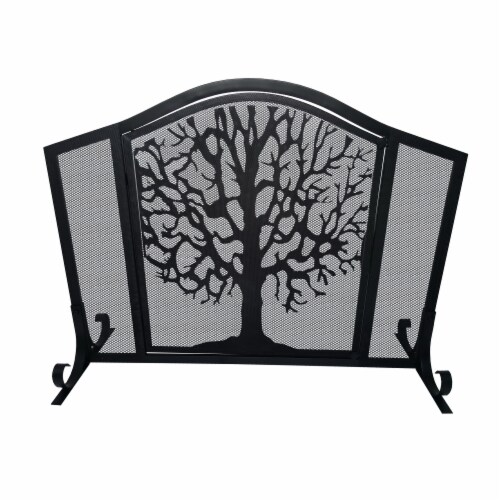 Deco 79 Metal Tree Arched 3 Panel Fireplace Screen With Branch