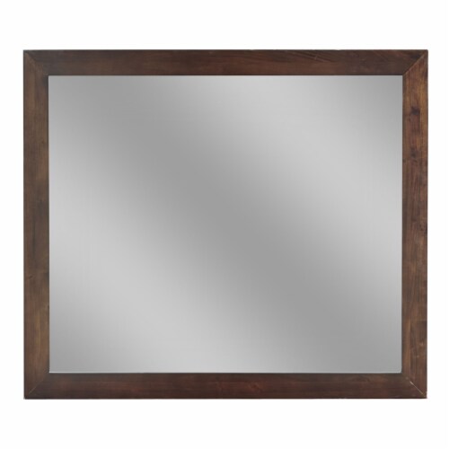 Rustic Style Rectangular Wooden Frame Dresser Mirror, Brown- Saltoro Sherpi Perspective: back