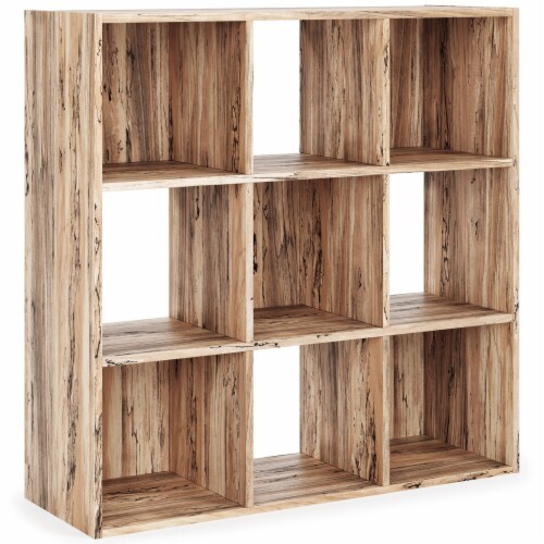 Wooden Organizer with 9 Storage Cubbies, Natural Brown- Saltoro Sherpi Perspective: back