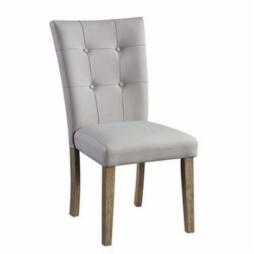 Lui 26 Inch Modern Side Chair Button Tufted Back Set of 2 White