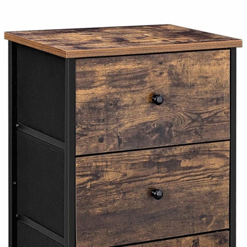Doe 36 Inch 4 Drawer Tall Dresser Chest Wood Metal Rustic Brown