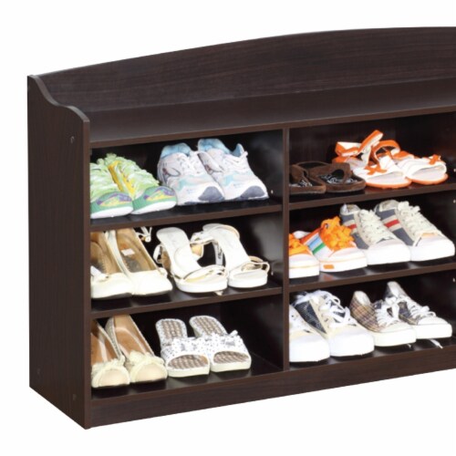 48 Inch Classic Wood Shoe Rack, 9 Cubbies, Elegant Wood Grains, Dark ...