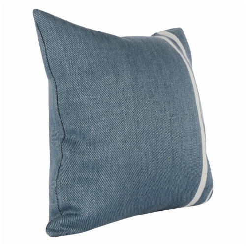 20 x 20 Accent Throw Pillow, Down Insert, Soft Blue Linen, 2 White Stripes Perspective: back