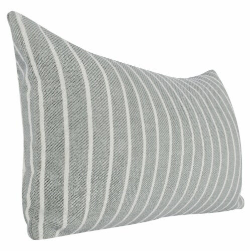 14 x 26 Accent Lumbar Pillow, Down, Striped Pattern, Gray, White Fabric Perspective: back