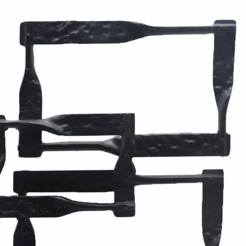 Jodie 27 Inch Metal Modern Accent Decor, Stacked Squares, Block, Black- Saltoro Sherpi Perspective: back