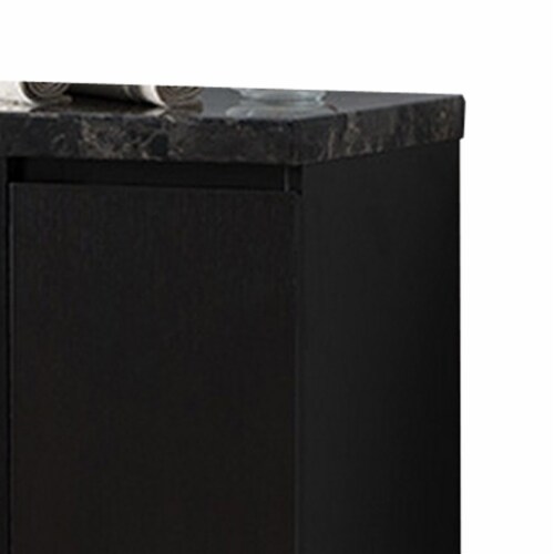 Kimi 47 Inch Serving Cabinet Buffet Sideboard Console, Faux Marble, Gray- Saltoro Sherpi Perspective: back