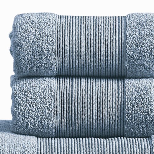 Indy Modern 6 Piece Cotton Towel Set, Softly Textured Design, Slate Blue-  Saltoro Sherpi, 1 unit - QFC