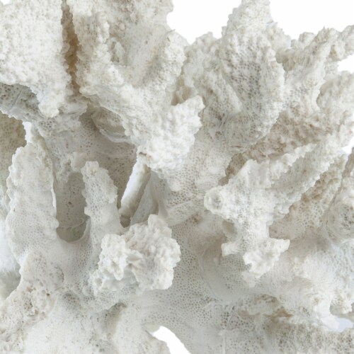 Lily 10 Inch Faux Coral Accent Sculpture, Polyresin Decorative Piece, White- Saltoro Sherpi Perspective: back