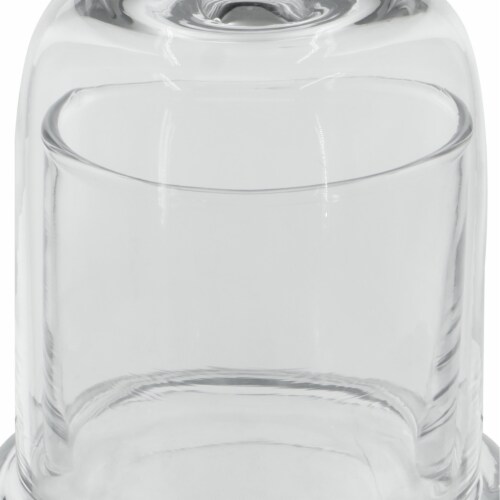 Set of 2 Medium Glass Serving Platters with Dome and Finial Handle, Clear- Saltoro Sherpi Perspective: back