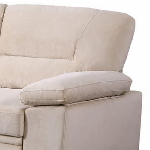 Exie 98 Inch 2 Piece Sectional Sofa, Pull Out Bed, Storage, Beige