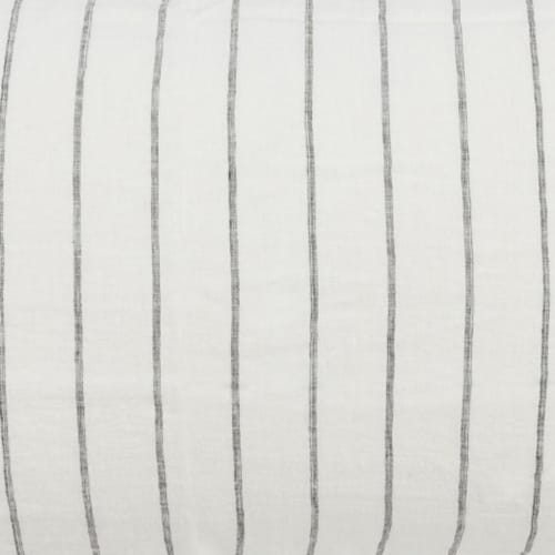 Tara King Size Lumbar Pillow Sham, Cotton Sateen Back, Woven Stripe, Ivory- Saltoro Sherpi Perspective: back