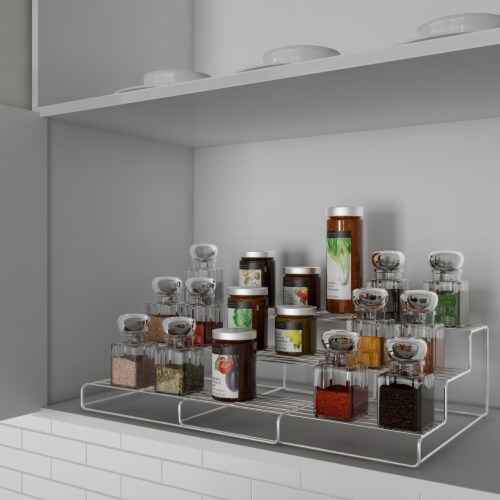 1 Tier Kitchen Cupboard Organiser Shelf Storage Support Pantry Stand Jar  Rack