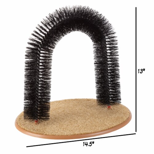 Self Grooming Cat Arch- Bristle Ring Brush and Carpet Base Groomer, Massager, Scratcher for Perspective: back