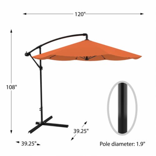 Pure Garden Patio Umbrella Cantilever 10 Ft Terracotta Easy Crank Outdoor Shade Perspective: back