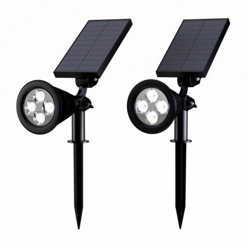 Solar Powered Outdoor Spotlights Set of 2 Landscape Lights Ground