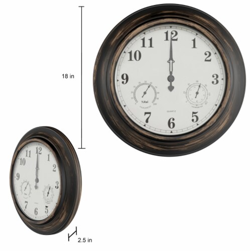 Wall Clock Thermometer-Indoor Outdoor Decorative Large 18 inch  Waterproof Clock, Temperature Perspective: back