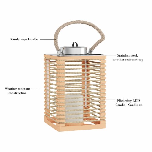 Solar or Battery Powered Lantern LED Candle Indoor Outdoor Flameless Table Lighting Perspective: back
