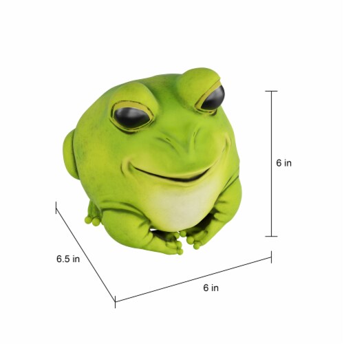 Cute Fat Frog Big Eyes Garden Flower Bed Decor Bright Green Bullfrog with Smile Perspective: back