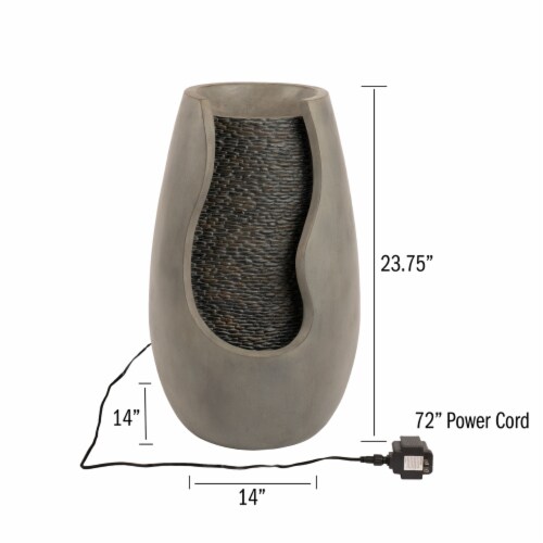 Outdoor Water Fountain 2 Gallon LED Light Concrete Calming Zen Weighs 25 Lbs Perspective: back