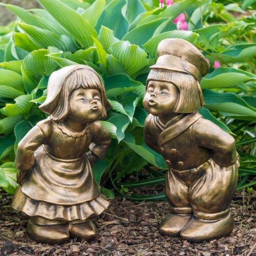 Gardens Alive! Kissing Dutch Couple - Bronze Perspective: back