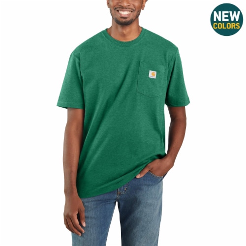 Carhartt Loose Fit Heavyweight Short-Sleeve Pocket T-Shirt - Green Perspective: back