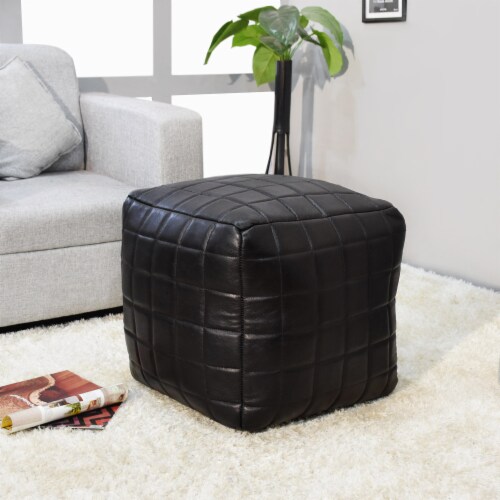 Black square pouf discount