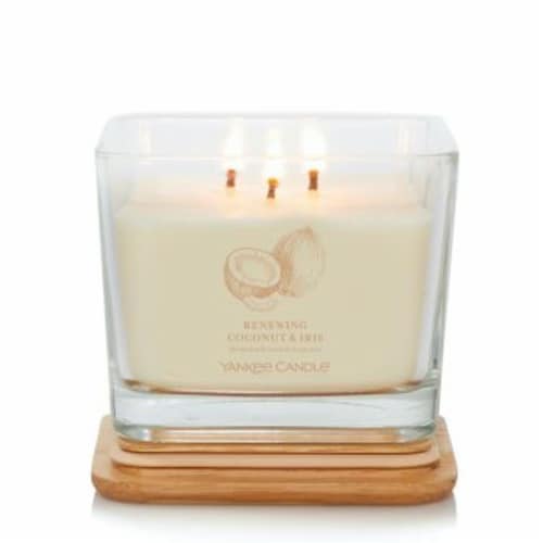 Yankee Candle® Renewing Coconut & Iris  Well Living Medium Square Candle Perspective: back