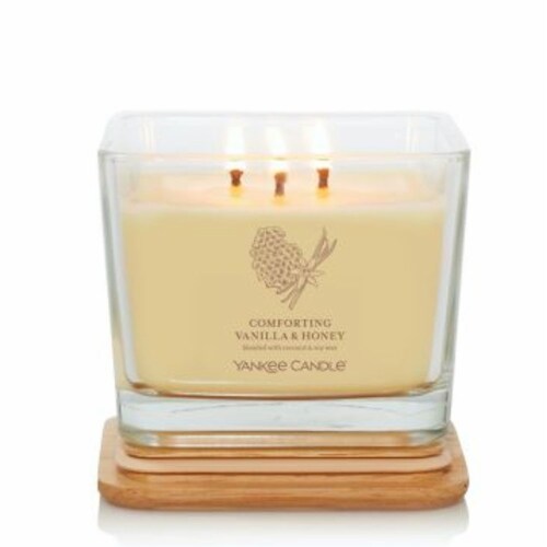 Yankee Candle® Comforting Vanilla & Honey  Well Living Medium Square Candle Perspective: back