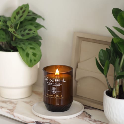 WoodWick® Incense & Myrrh Large ReNew Candle Perspective: back