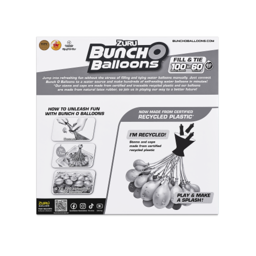 Zuru Bunch O Balloons Recycled Plastic Self Sealing Water Balloons Perspective: back