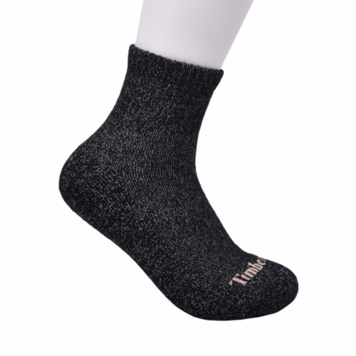 Timberland® Women's Cushioned Wool Quarter Socks - Black/Gray/Pink Perspective: back