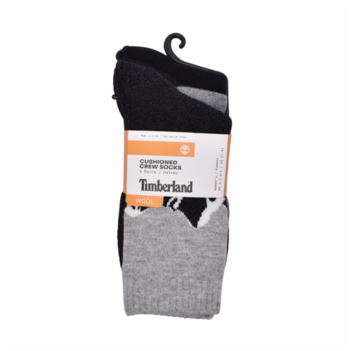 Timberland® Women's Cushioned Wool Crew Socks - Black/Gray Perspective: back