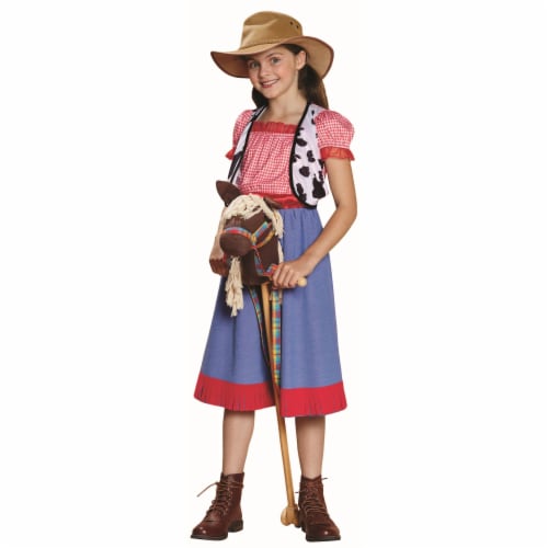 Northlight Red and Blue Cowgirl Girl Child Halloween Costume - Medium Perspective: back