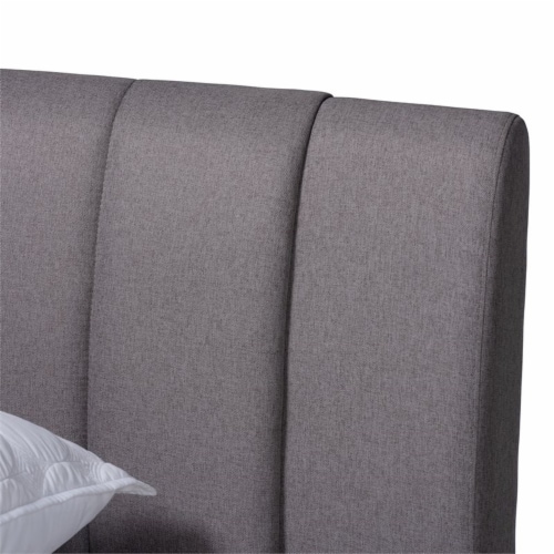 Baxton Studio Brita King SizeGrey Upholstered Walnut Finished Bed Perspective: back