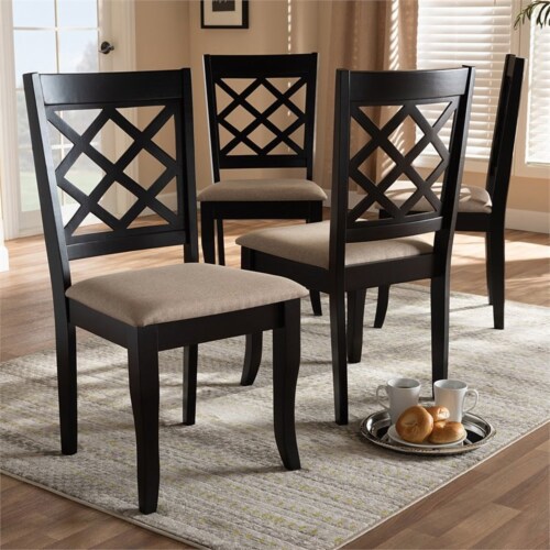 Baxton Studio Verner Wood Dining Chair in Sand and Espresso - Set of 4 Perspective: back