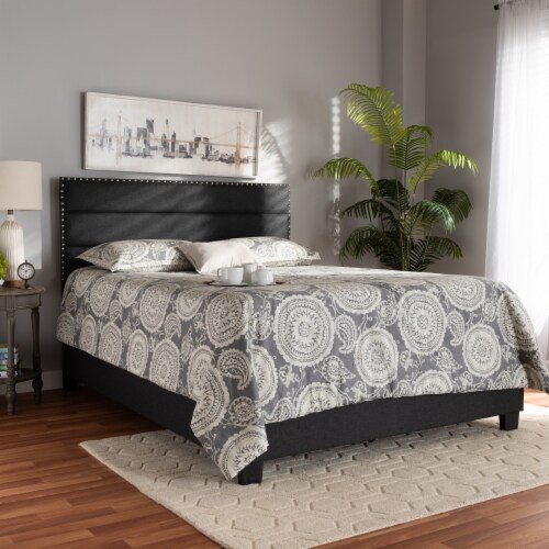 Baxton Studio Ansa Modern and Contemporary Dark Grey Fabric Upholstered Twin Size Bed Baxton Studio Ansa Modern and Contemporary Dark Grey Fabric Upholstered Twin Size Bed