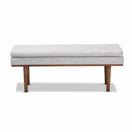 Baxton Studio Arne Grayish Beige Upholstered Brown Finished Bench Perspective: back