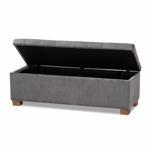 Baxton Studio BBT3101-Grey Velvet-Walnut-Otto Roanoke Modern & Contemporary Grey Velvet Fabri Perspective: back