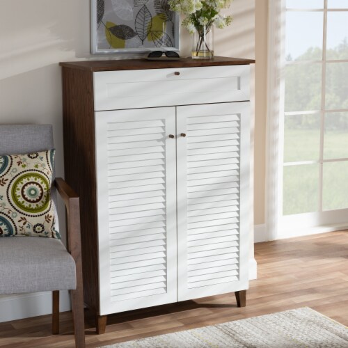 Baxton Studio Coolidge Modern Shelf Wood Shoe Storage Cabinet with Drawer One Size Mariano s