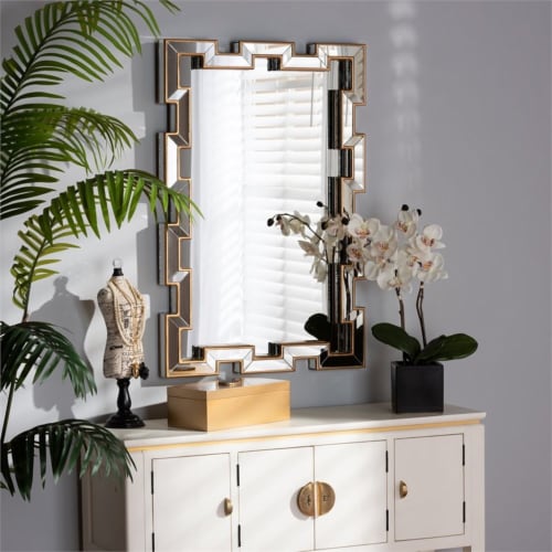 Baxton Studio Tanis Bronze Finished Rectangular Accent Wall Mirror Perspective: back
